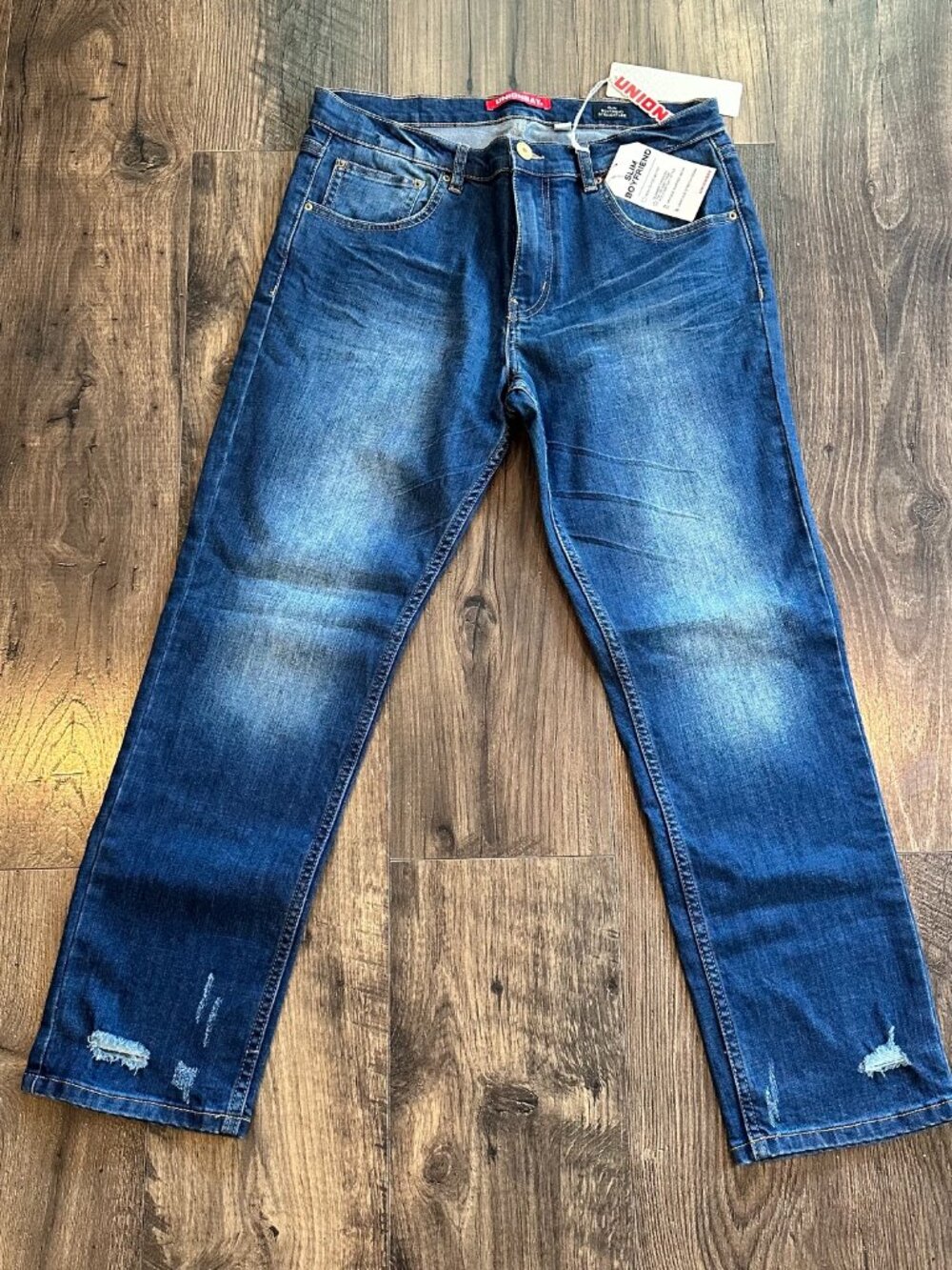 NEW NWT Women's Junior's Union Bay Slim Boyfriend Distressed Jeans, Size: 11